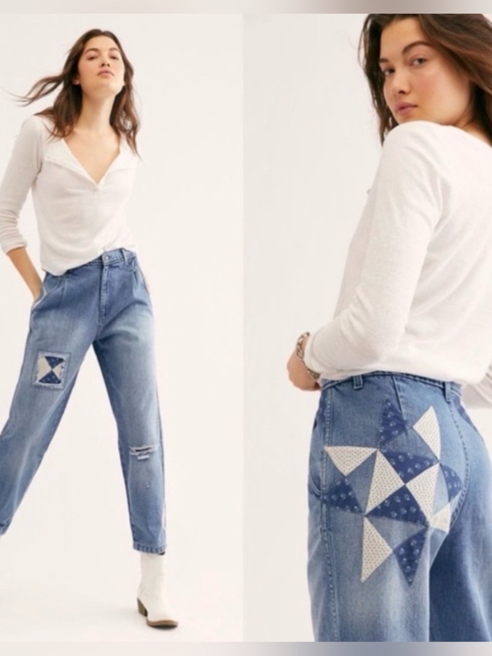 Free People We the Free down to earth patchwork jeans size 26